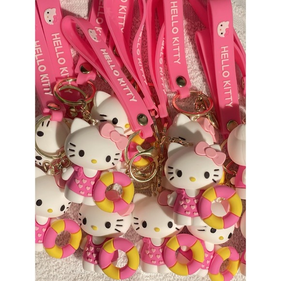Handmade Accessories - Handmade Hello Kitty Summer Pool Float Kawaii Wristlet Keychain